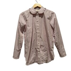 J.Crew Classic Fit Striped Ruffle Peter Pan Collar Button‎ Down Cotton Shirt 2